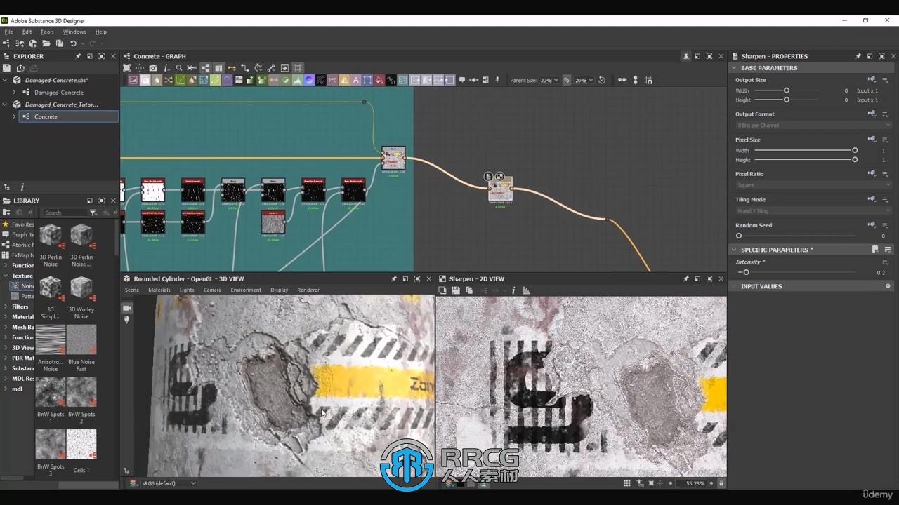 Substance Designer逼真混凝土材质制作流程视频教程