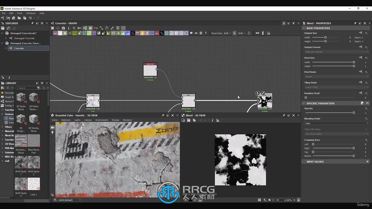 Substance Designer逼真混凝土材质制作流程视频教程