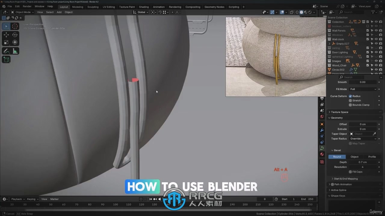 Blender 4.2室内场景建模设计完全指南视频教程