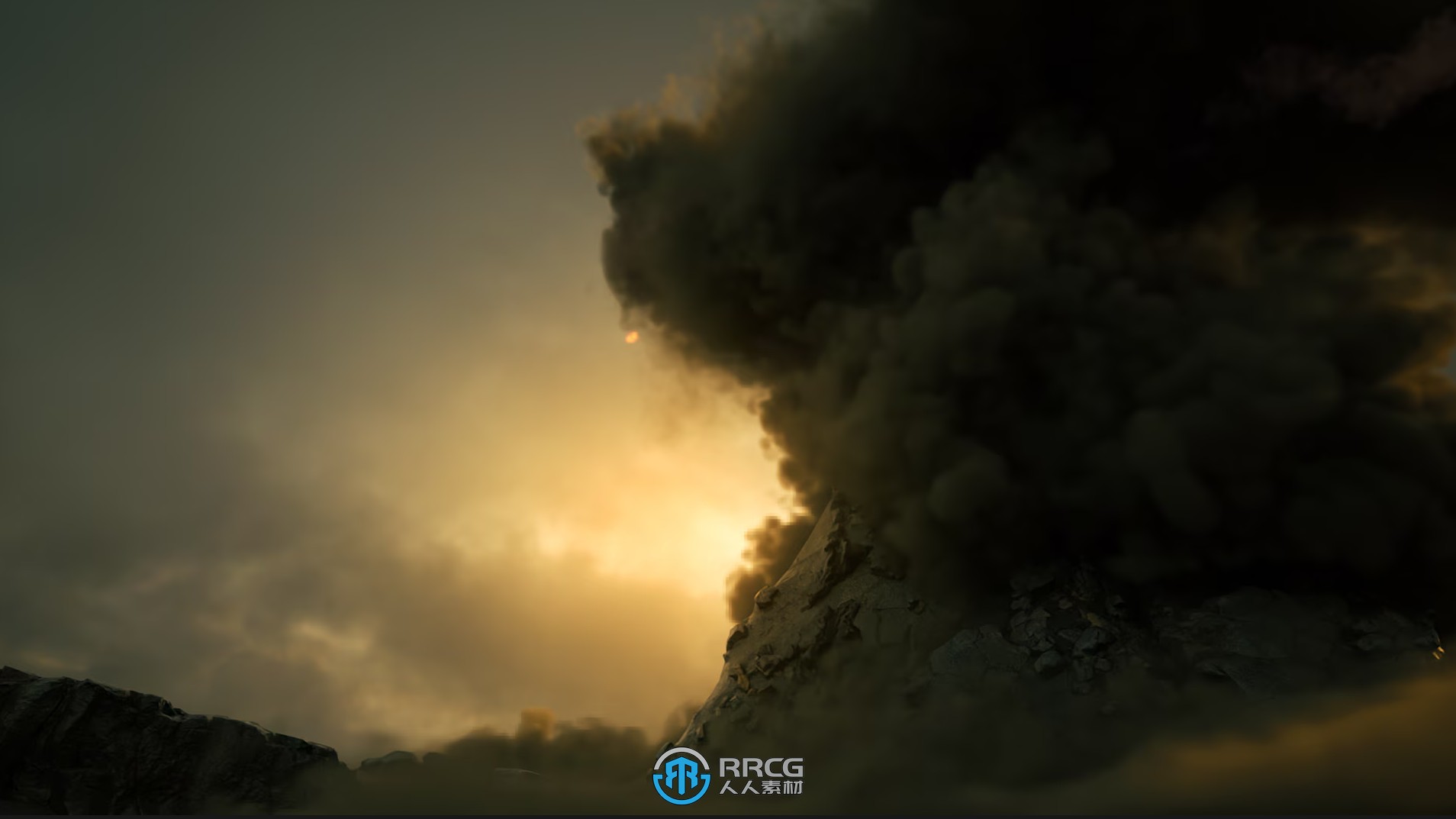 火山爆发火焰烟雾视觉特效UE游戏素材