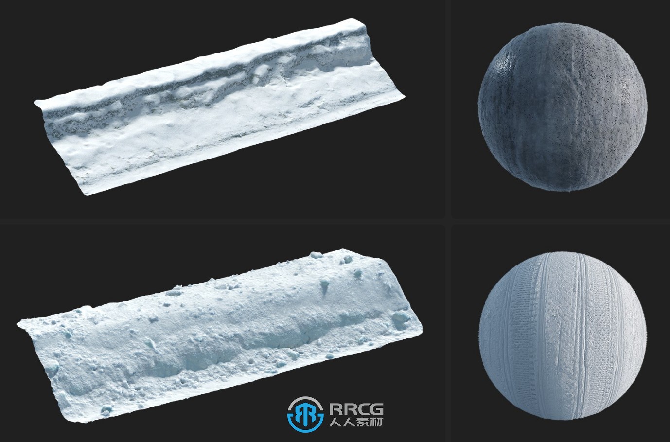 Megascans北极冰雪自然雪地相关3D模型与材质合集