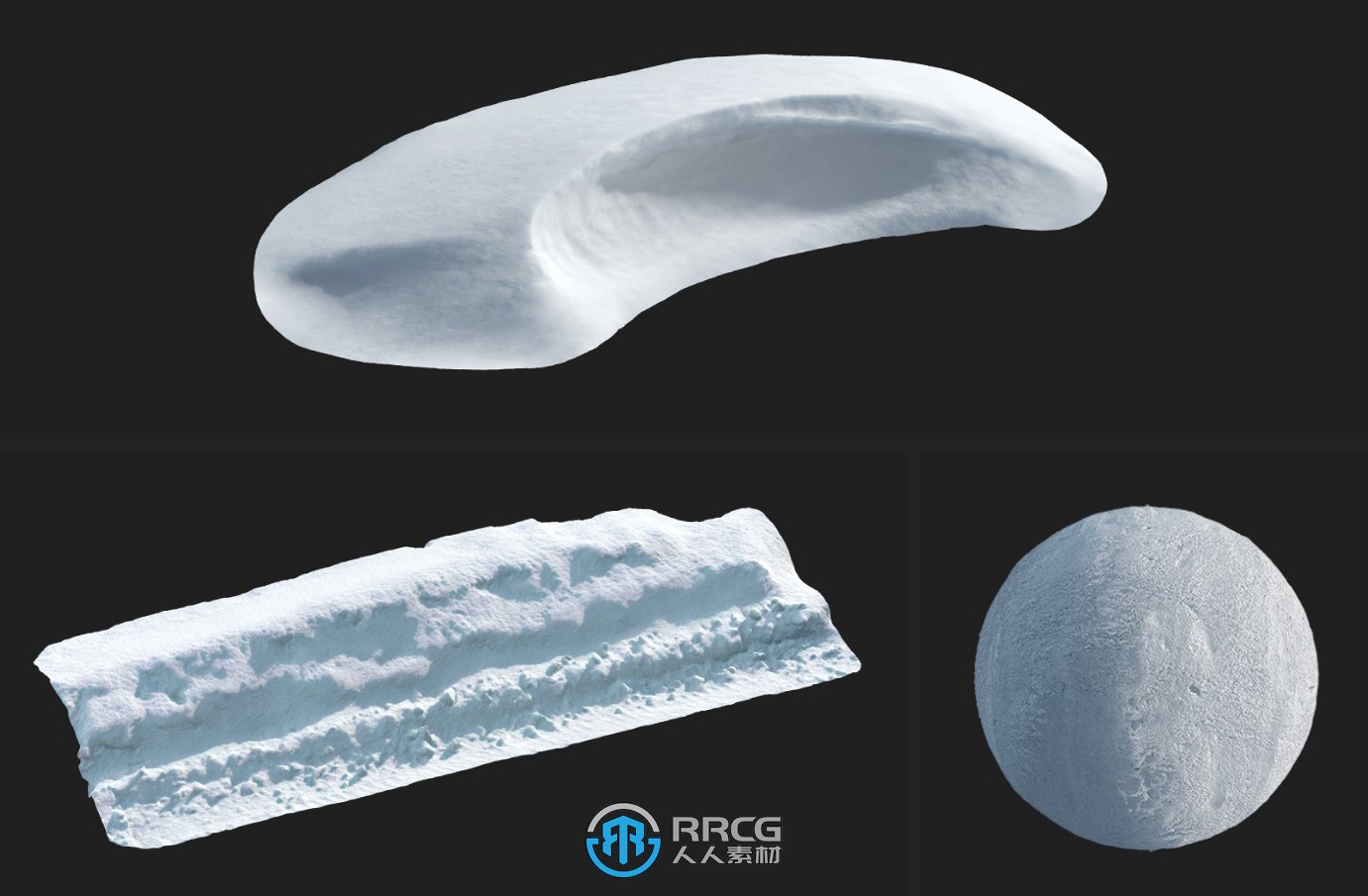 Megascans北极冰雪自然雪地相关3D模型与材质合集