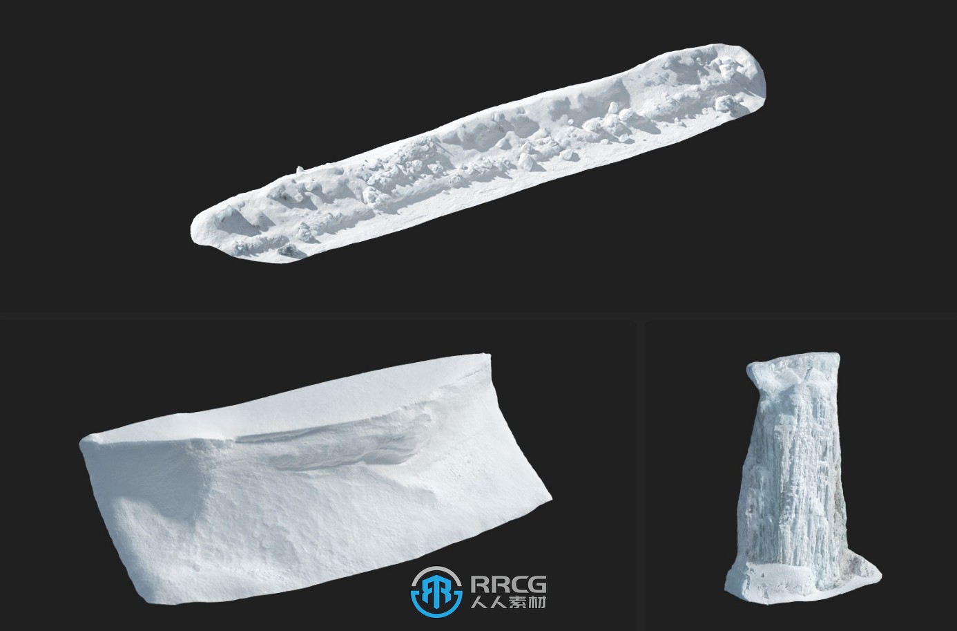 Megascans北极冰雪自然雪地相关3D模型与材质合集