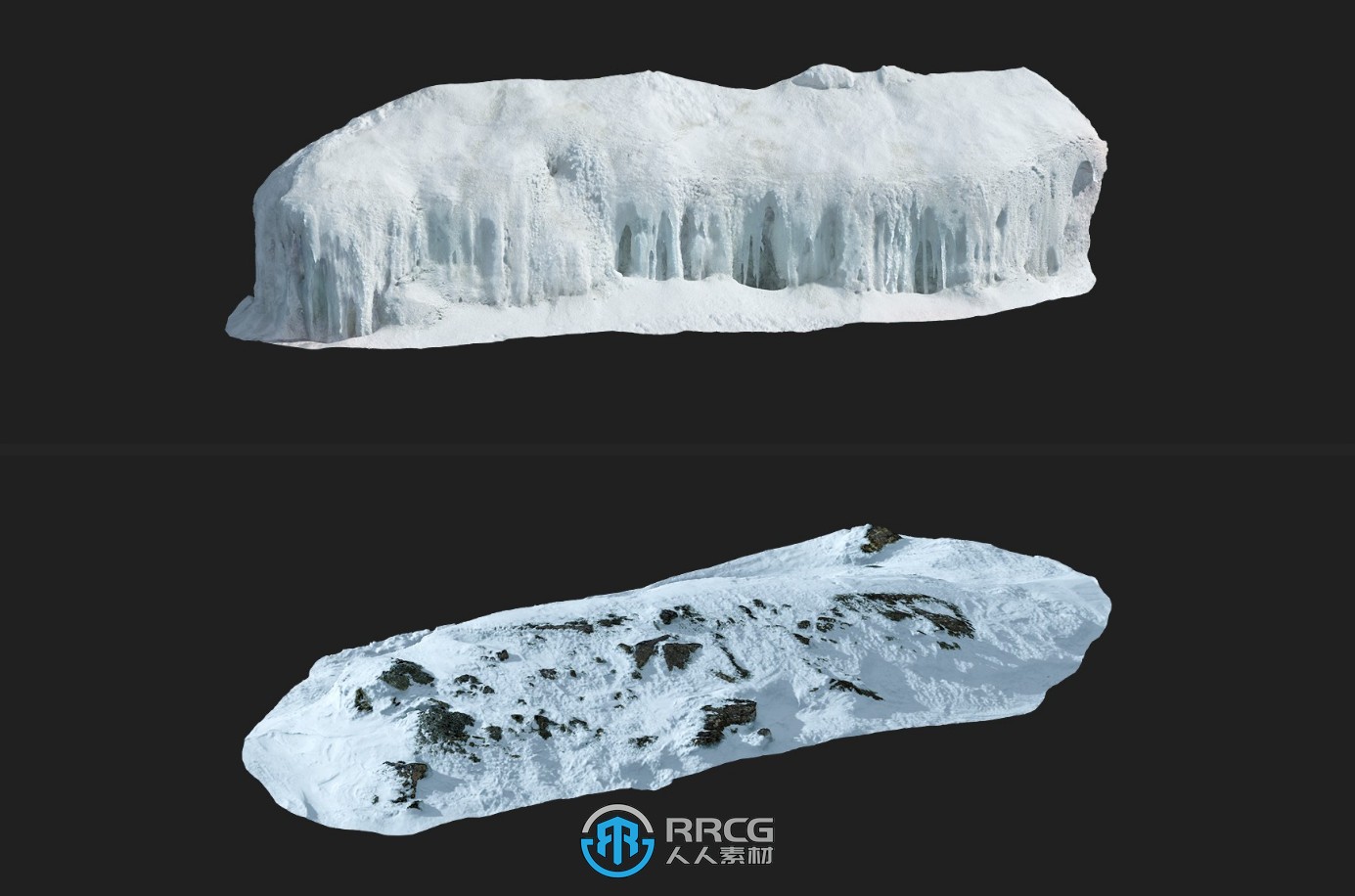 Megascans北极冰雪自然雪地相关3D模型与材质合集