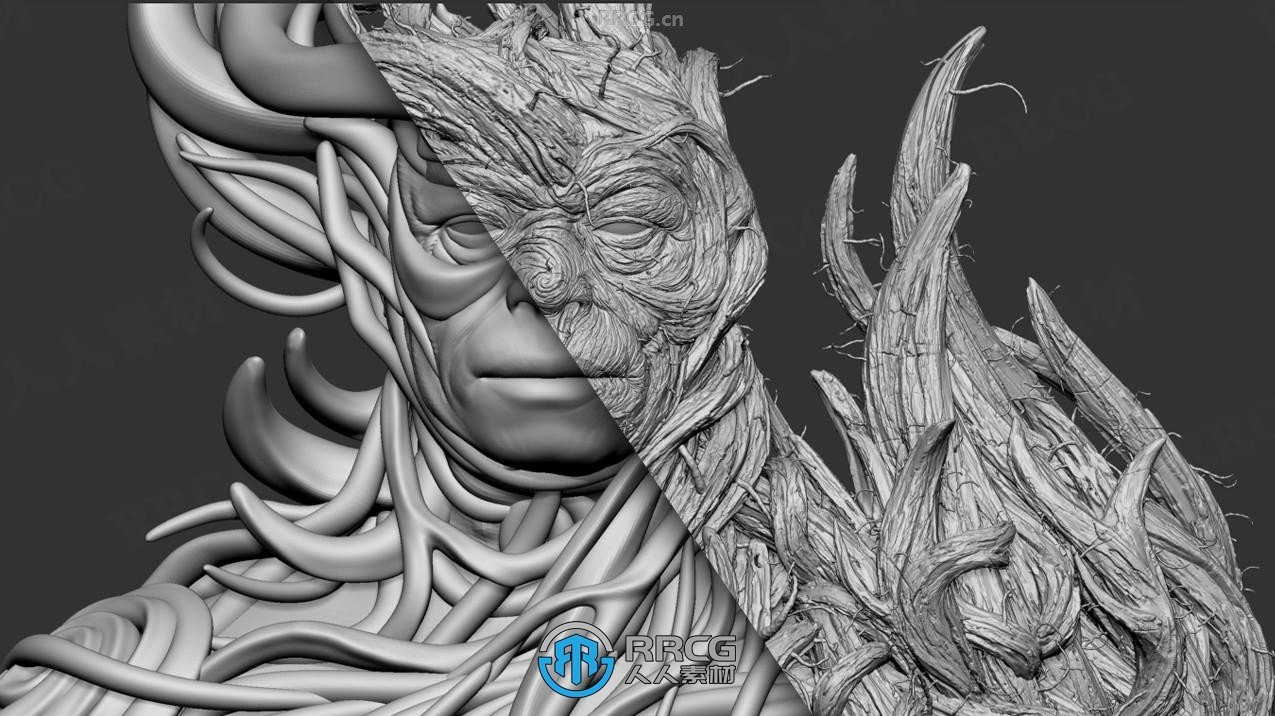 115款木纹与树皮雕刻细节ZBrush笔刷包