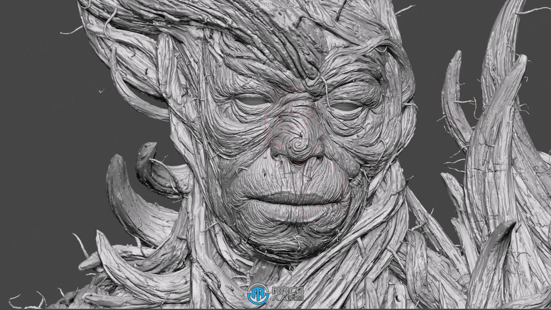 115款木纹与树皮雕刻细节ZBrush笔刷包