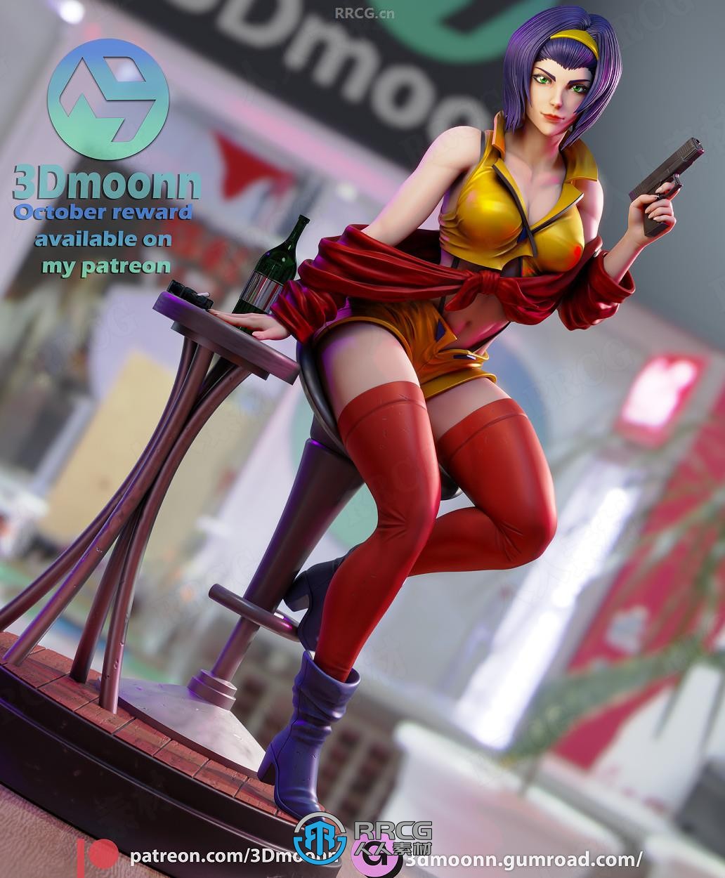 菲‧瓦伦坦Faye Valentine《星际牛仔》动漫角色雕刻手办3D打印模型