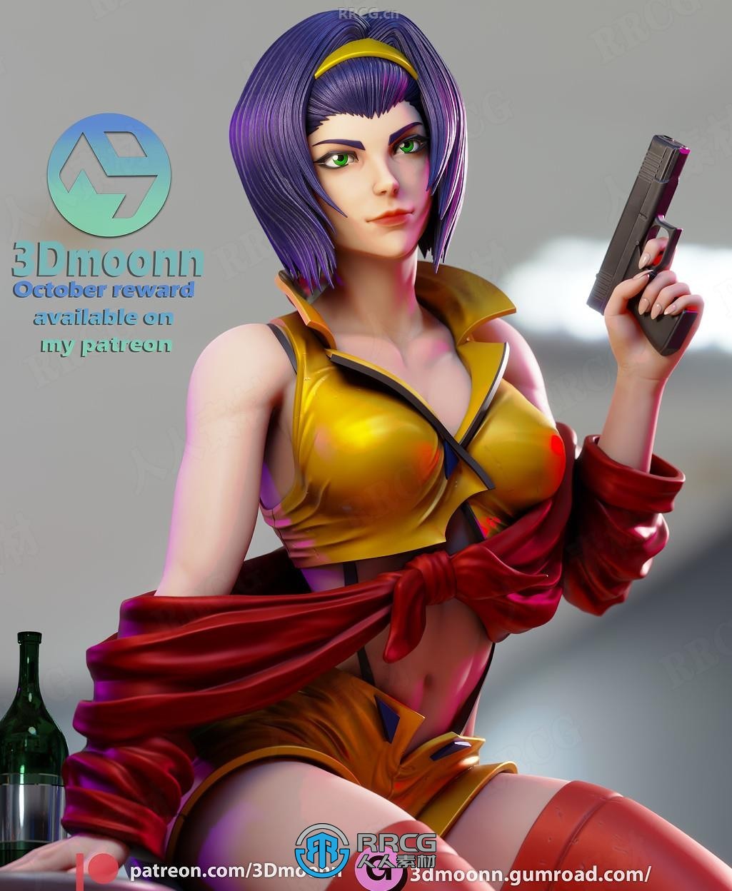 菲‧瓦伦坦Faye Valentine《星际牛仔》动漫角色雕刻手办3D打印模型