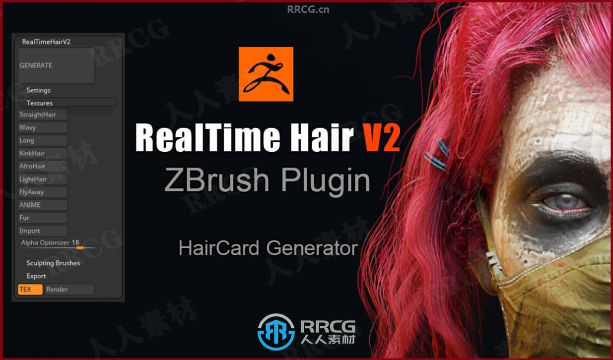 Real-time Hair实时头发制作ZBrush插件V2版