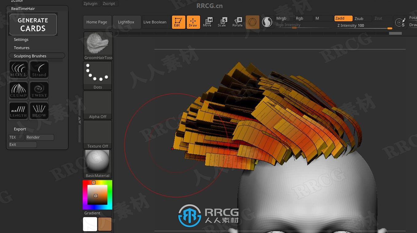 Real-time Hair实时头发制作ZBrush插件V2版