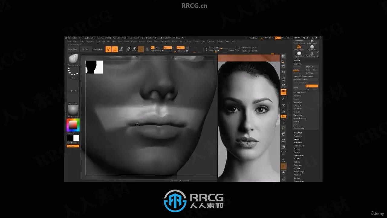 【中文字幕】Zbrush女性人物头部肖像数字雕刻流程视频教程