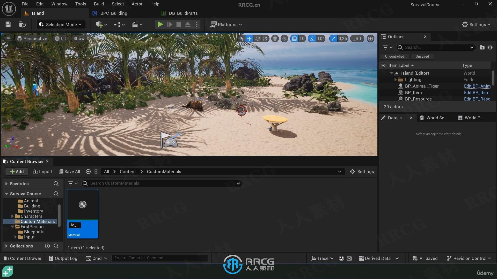 UE5海岛生存游戏制作流程视频教程 Unreal Engine 5 Build a Complete Survival Game