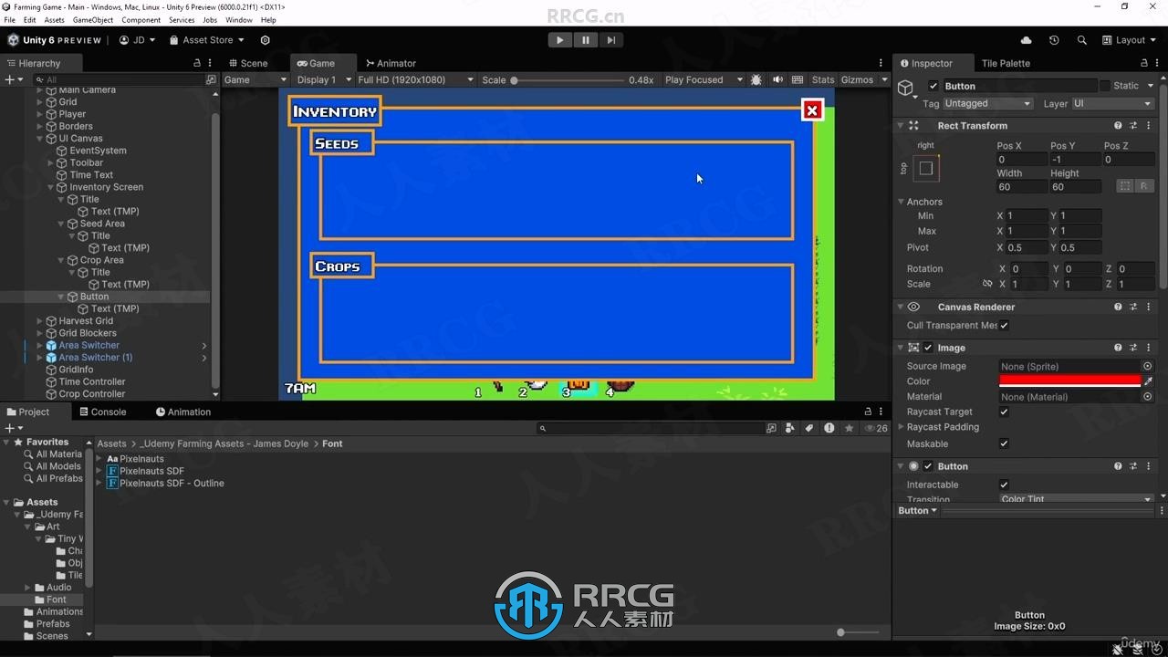 Unity 6与C#农场种植游戏制作工作流程视频教程