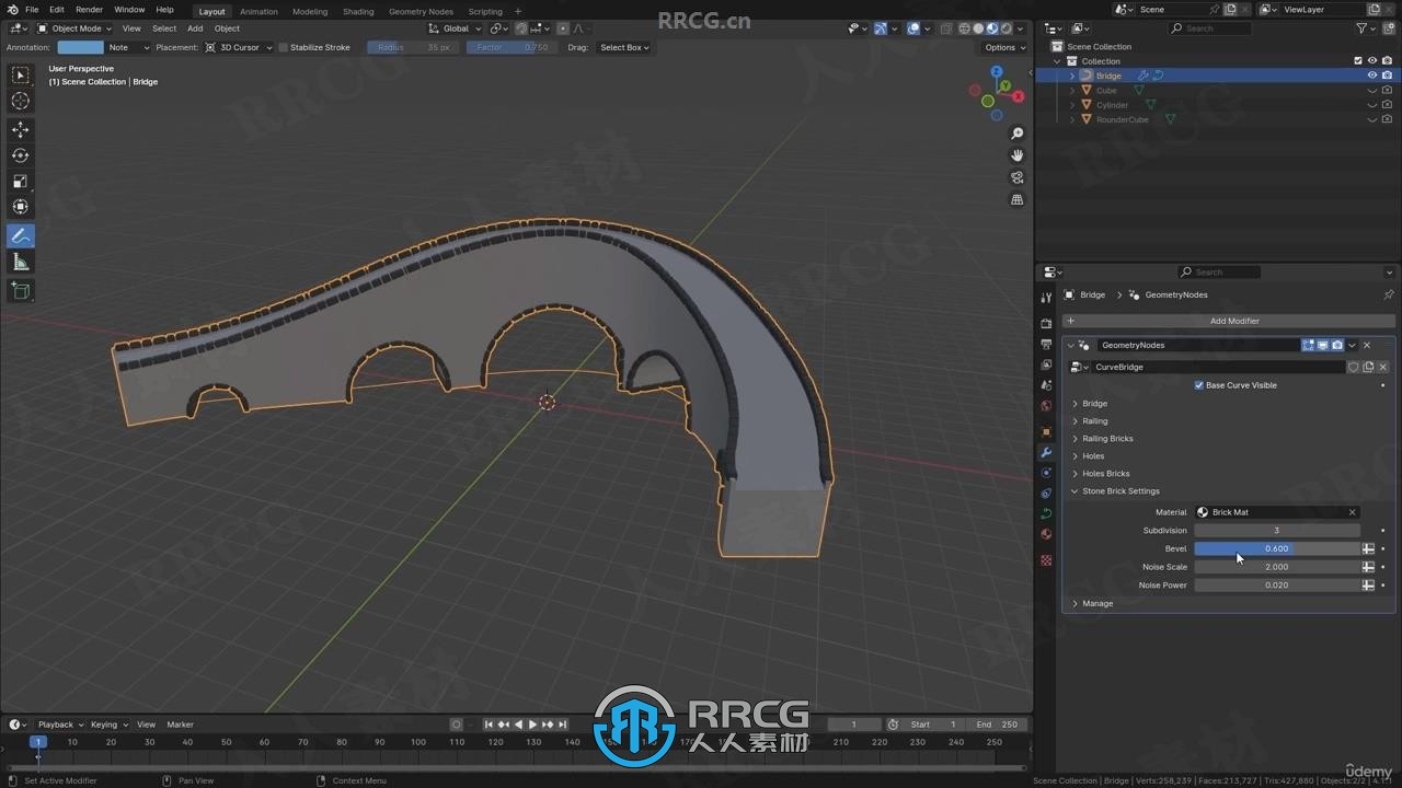 Blender几何节点程序化制作桥梁视频教程