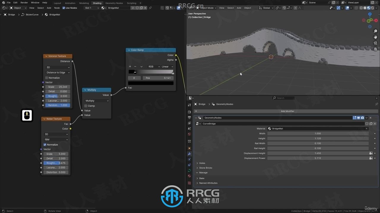 Blender几何节点程序化制作桥梁视频教程