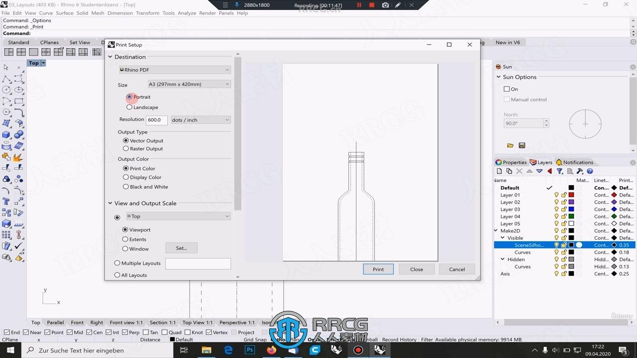 Rhino从3D模型生成2D图纸技术训练视频教程