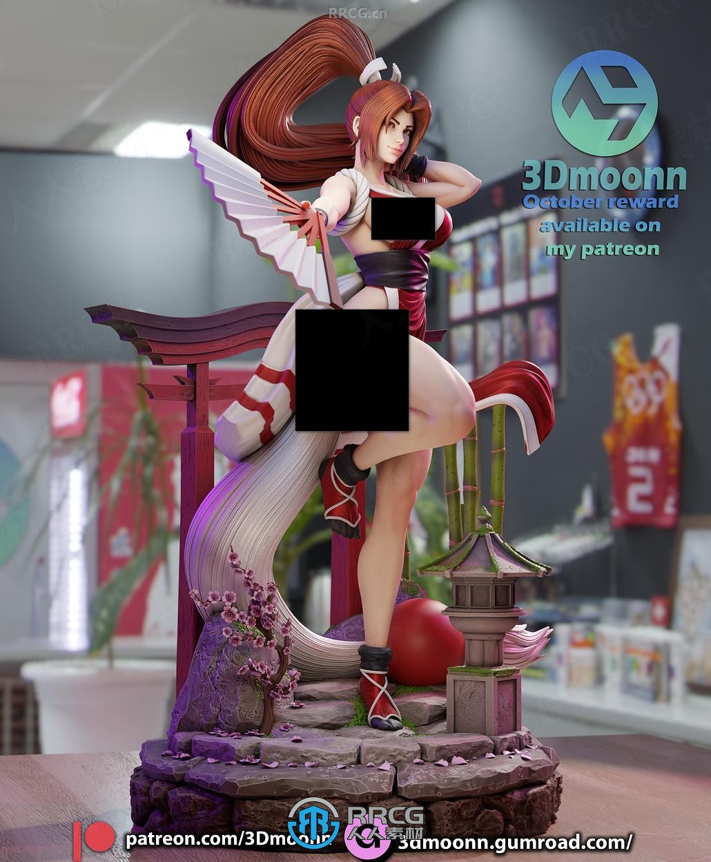 不知火舞Mai Shiranui《拳皇格斗之王》游戏角色雕塑雕刻手办3D打印模型