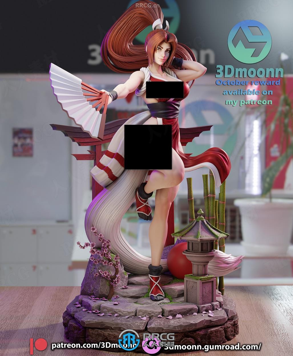 不知火舞Mai Shiranui《拳皇格斗之王》游戏角色雕塑雕刻手办3D打印模型