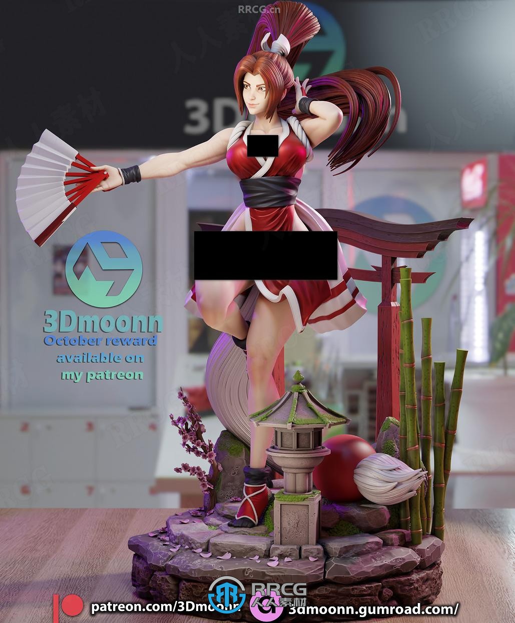 不知火舞Mai Shiranui《拳皇格斗之王》游戏角色雕塑雕刻手办3D打印模型