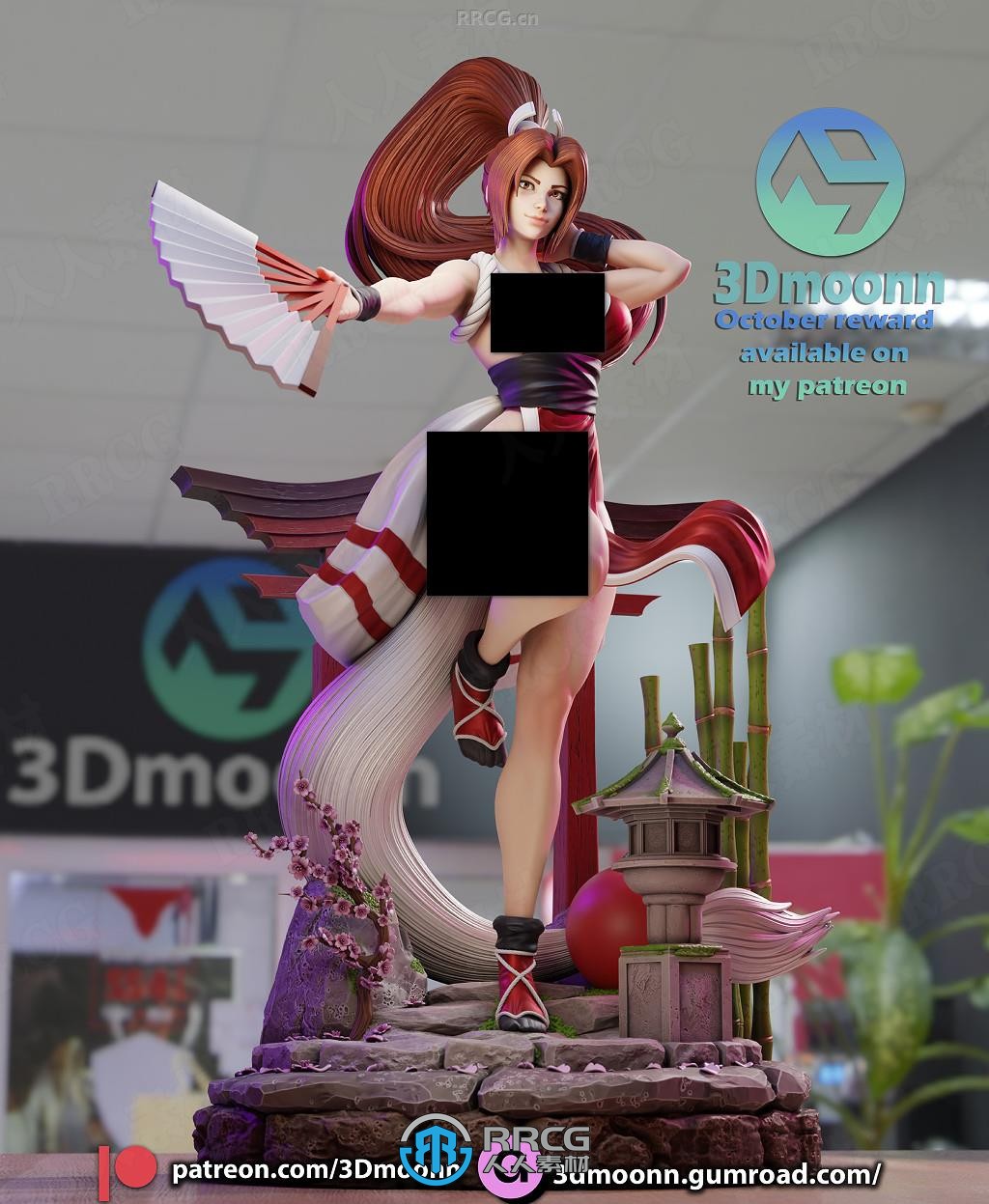 不知火舞Mai Shiranui《拳皇格斗之王》游戏角色雕塑雕刻手办3D打印模型