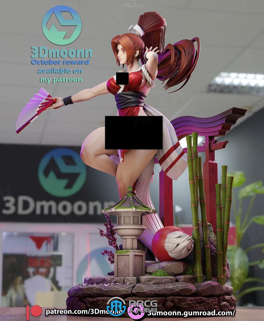 不知火舞Mai Shiranui《拳皇格斗之王》游戏角色雕塑雕刻手办3D打印模型