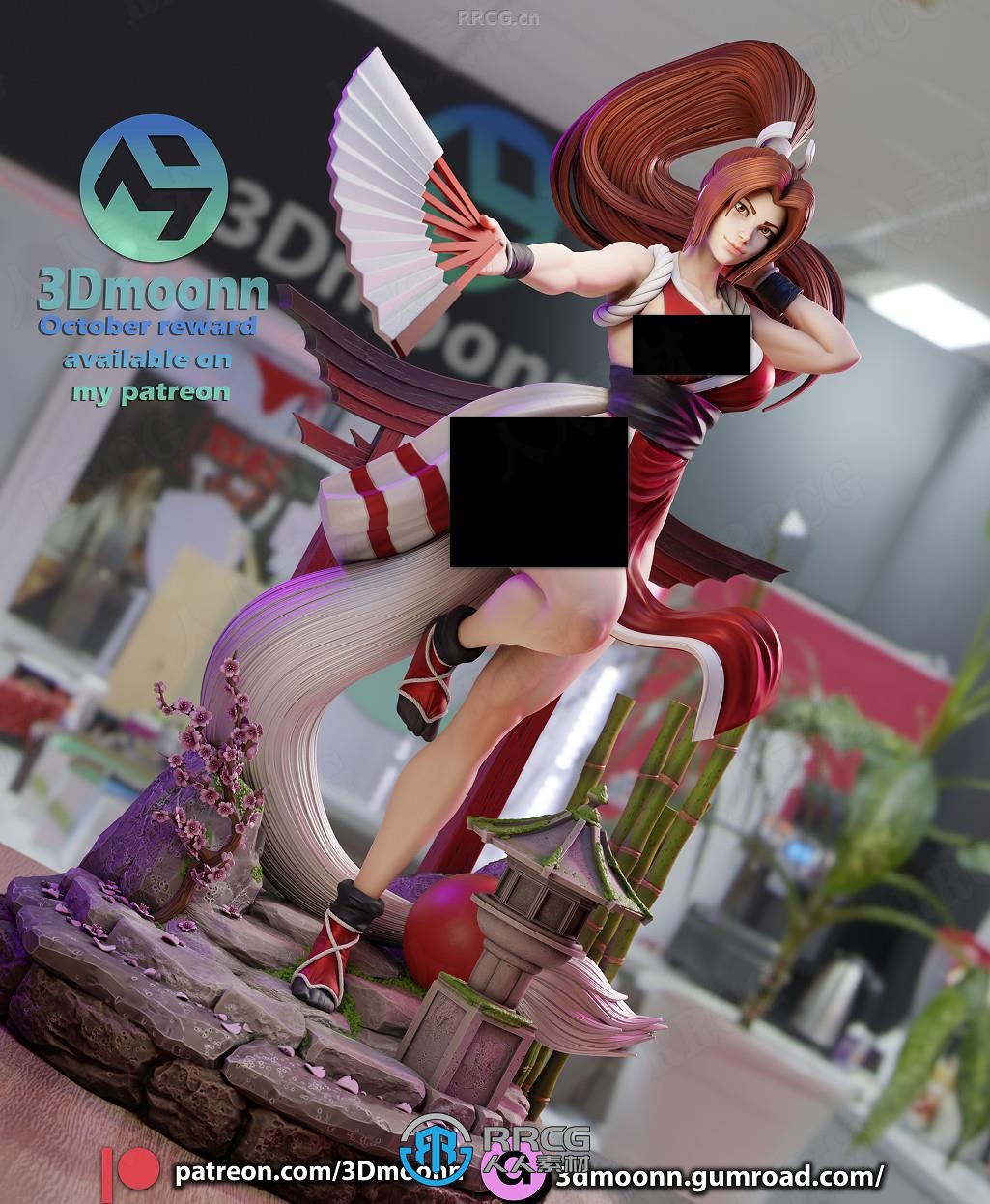 不知火舞Mai Shiranui《拳皇格斗之王》游戏角色雕塑雕刻手办3D打印模型