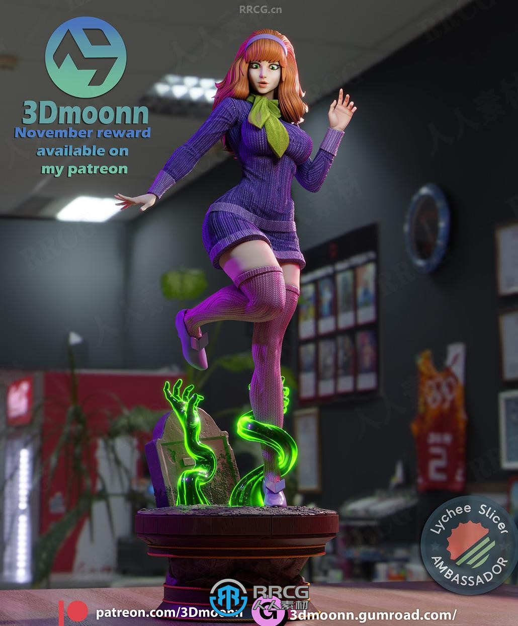 戴夫妮Daphne《史酷比狗》动画角色雕刻手办3D打印模型