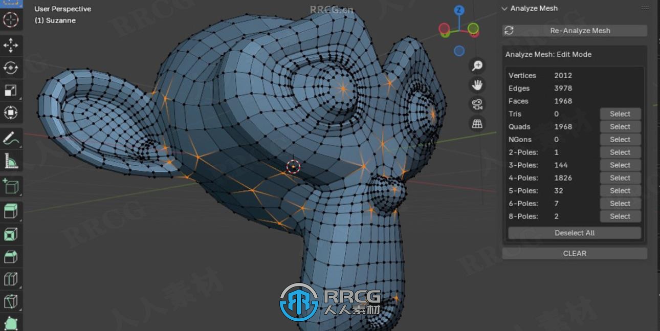 Analyze Mesh快速检查模型拓扑结构Blender插件V1.0.0版