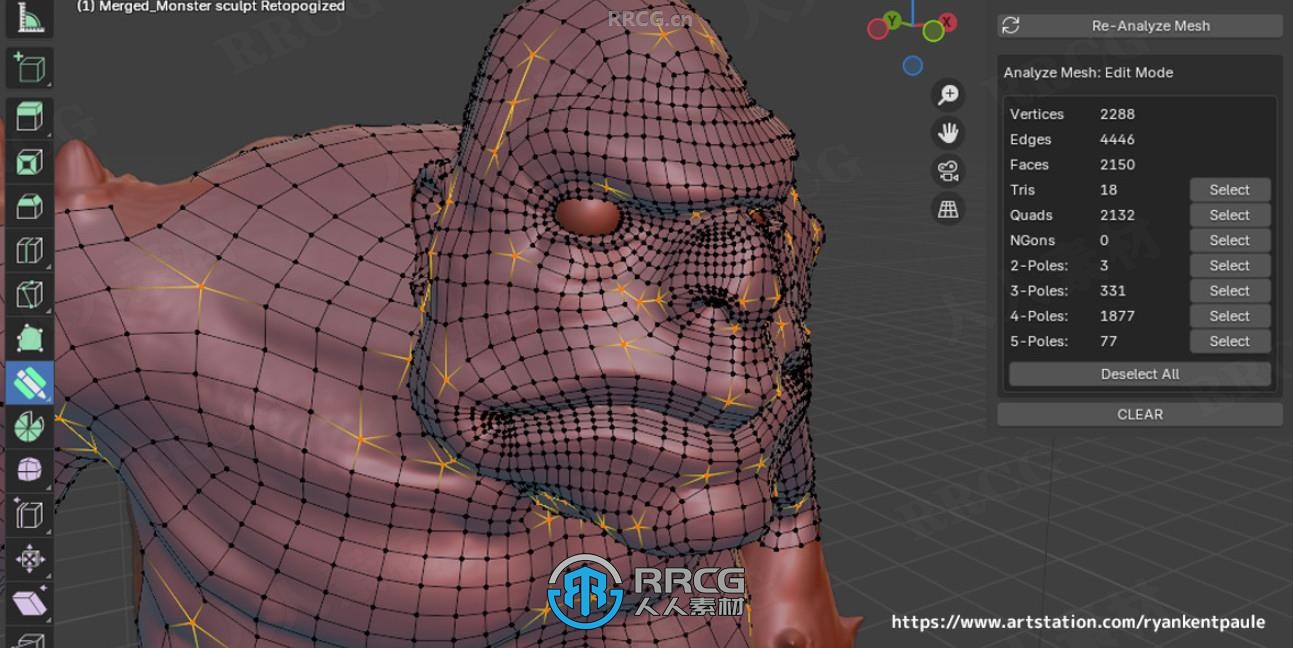 Analyze Mesh快速检查模型拓扑结构Blender插件V1.0.0版