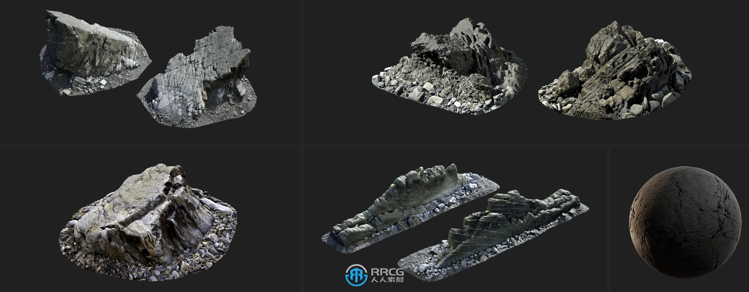 Megascans海岸沙滩码头岩石3D模型与贴图合集