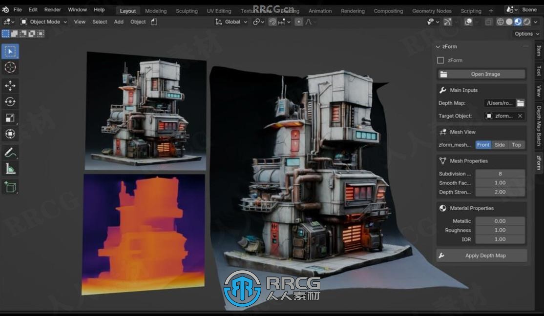 Zform将深度图图像转换3D模型Blender插件1.0.4版