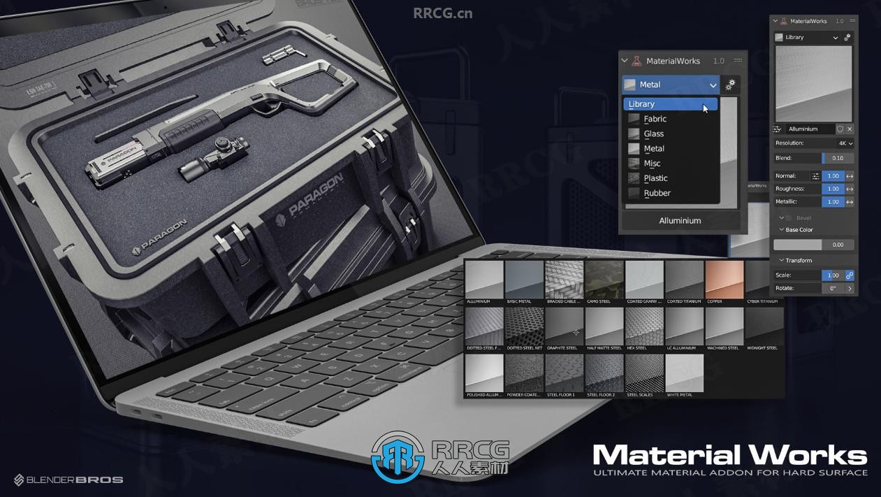 Material Works高效材质制作流程Blender插件V1.1d2版 附材质库