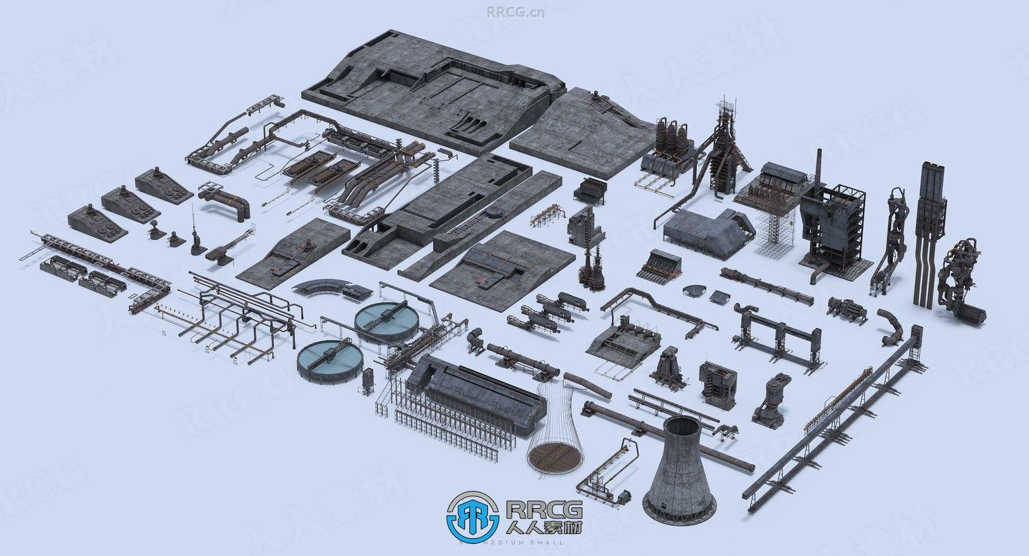 钢铁工厂石油炼厂等工业区环境场景3D模型合集 MMS出品