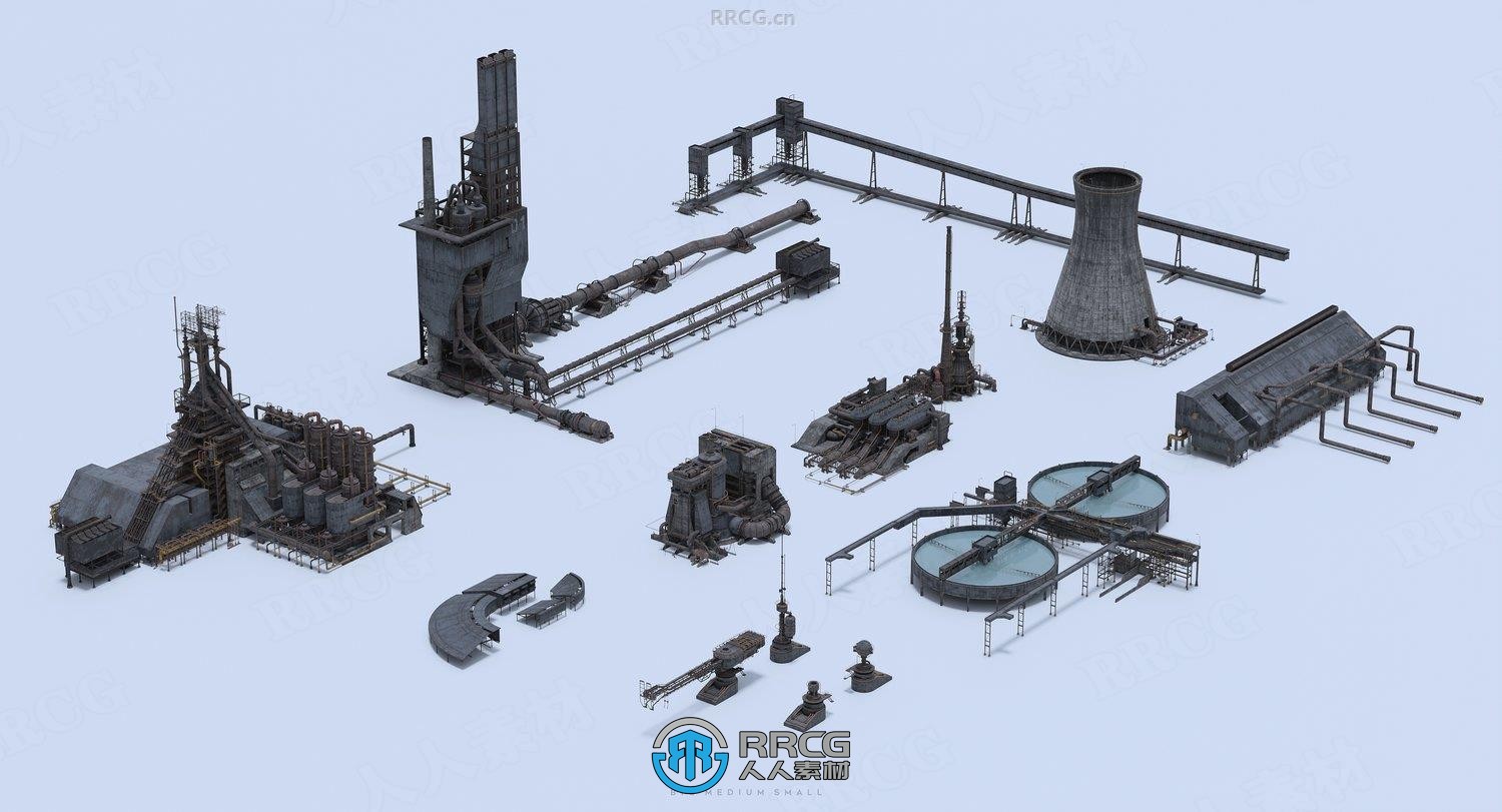 钢铁工厂石油炼厂等工业区环境场景3D模型合集 MMS出品