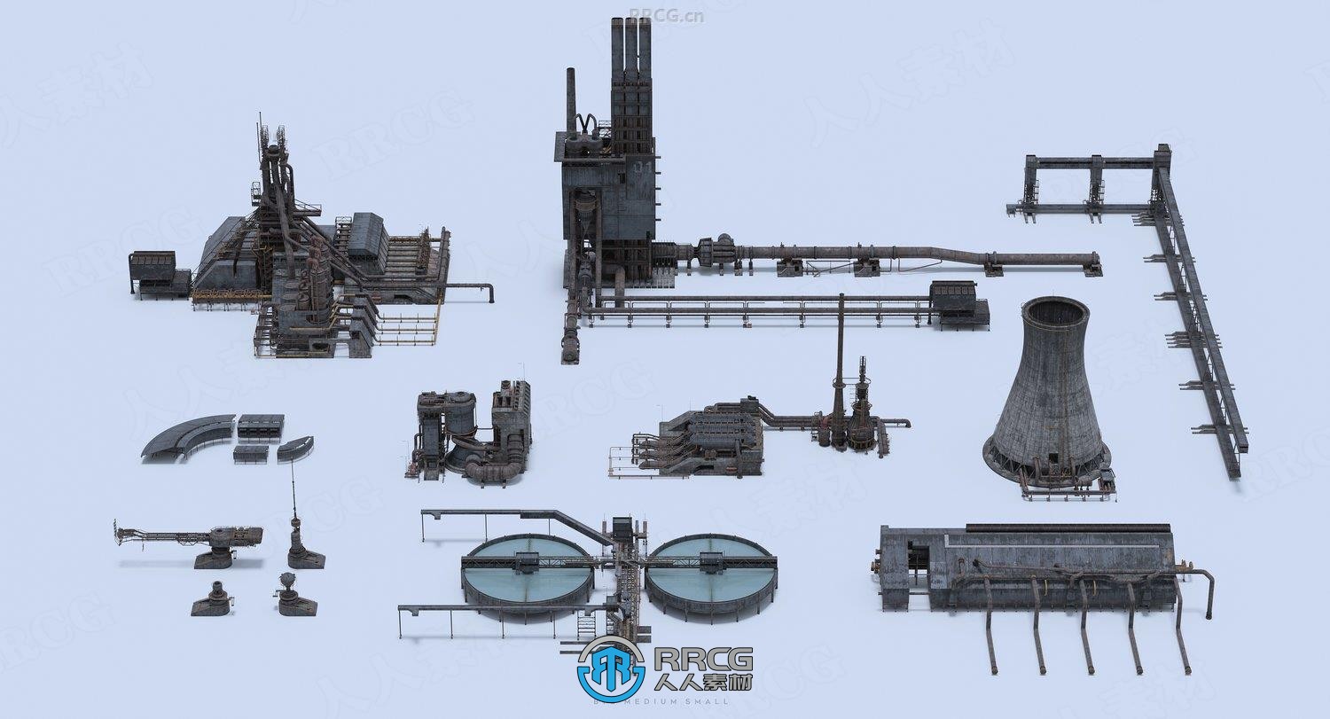 钢铁工厂石油炼厂等工业区环境场景3D模型合集 MMS出品