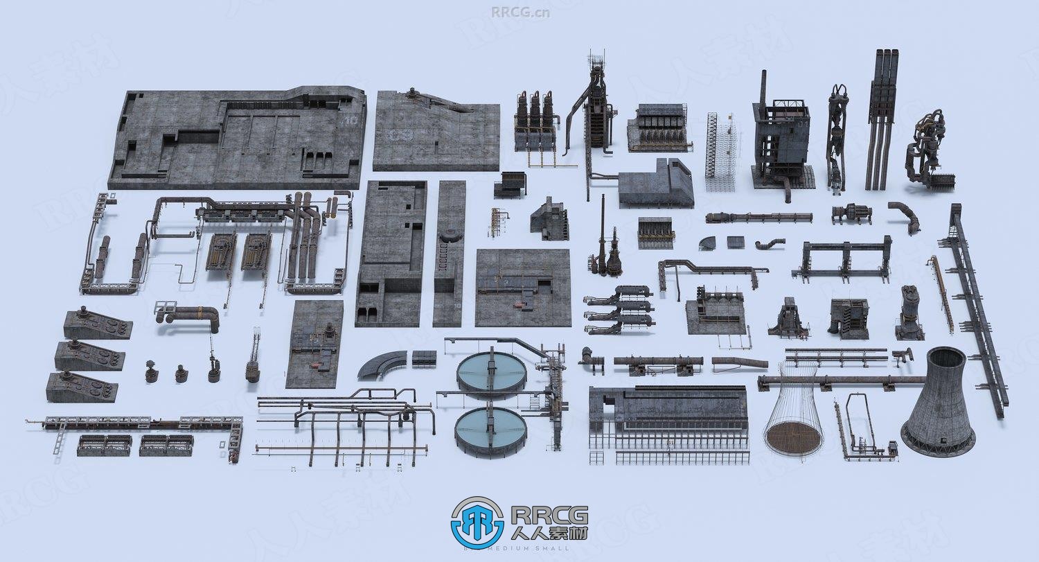 钢铁工厂石油炼厂等工业区环境场景3D模型合集 MMS出品