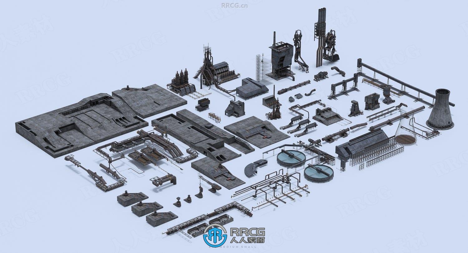 钢铁工厂石油炼厂等工业区环境场景3D模型合集 MMS出品