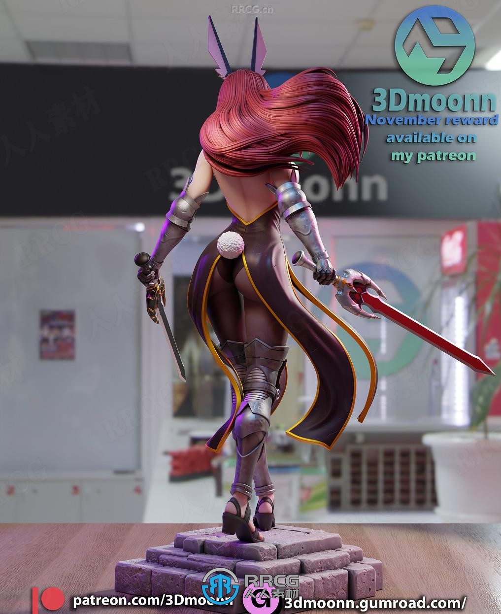 艾露莎·舒卡勒托Erza Scarlet《妖精的尾巴》动漫角色雕刻手办3D打印模型