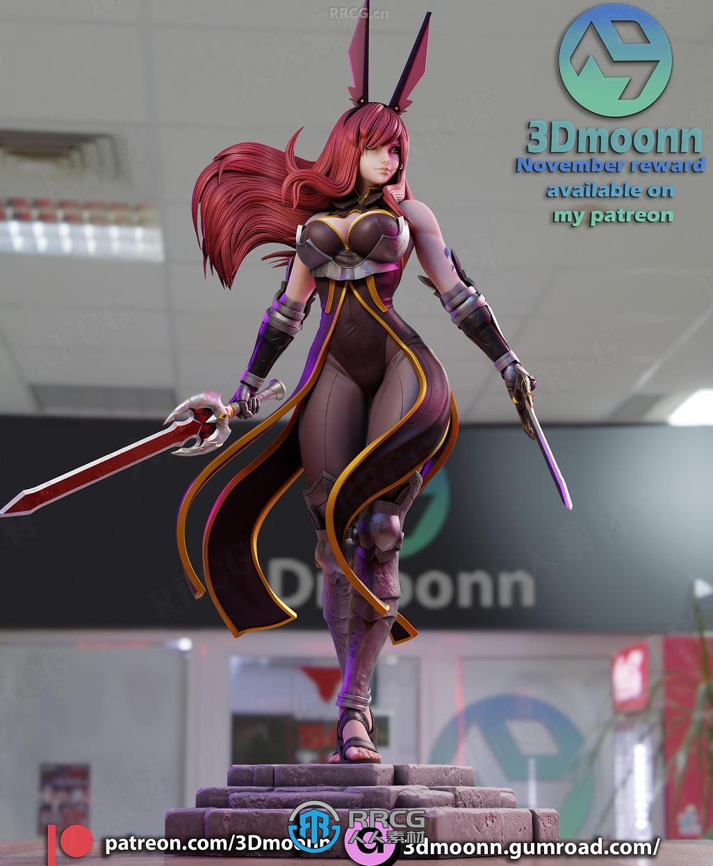 艾露莎·舒卡勒托Erza Scarlet《妖精的尾巴》动漫角色雕刻手办3D打印模型