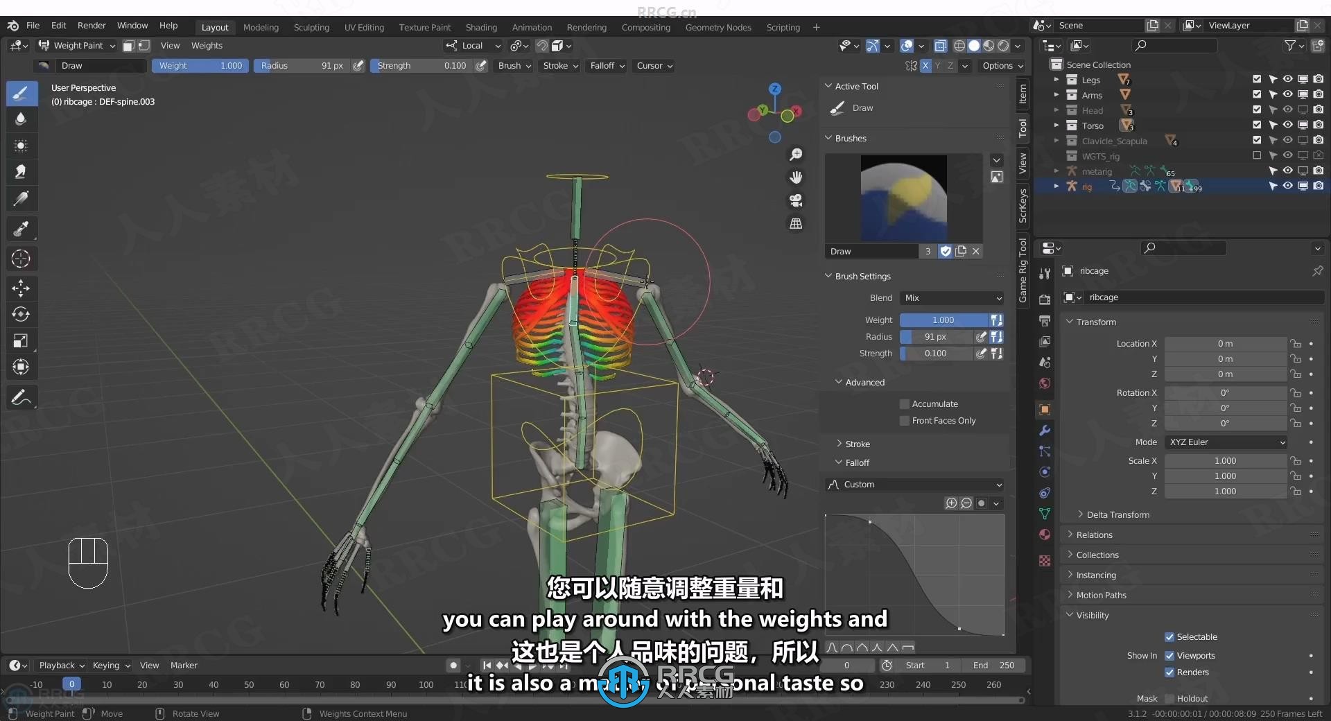 【中文字幕】Blender中Rigify插件骨骼绑定动画制作视频教程