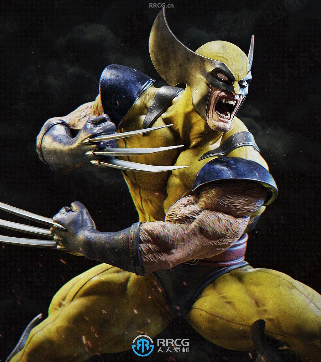 金刚狼Wolverine《X战警》漫威角色雕塑雕刻手办3D打印模型