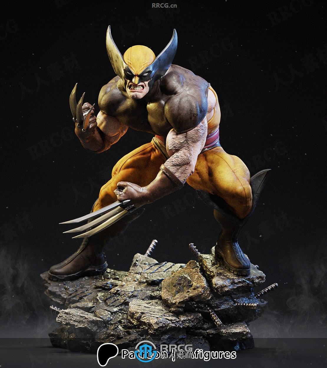 金刚狼Wolverine《X战警》漫威角色雕塑雕刻手办3D打印模型