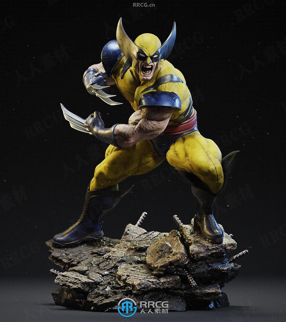 金刚狼Wolverine《X战警》漫威角色雕塑雕刻手办3D打印模型