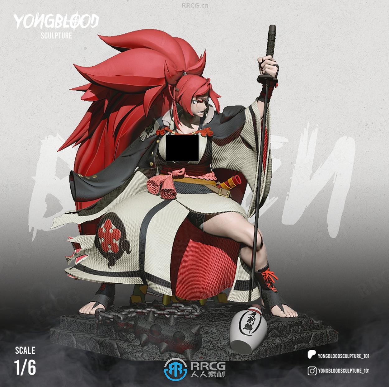 梅喧Baiken《罪恶装备》游戏雕塑雕刻手办3D打印模型