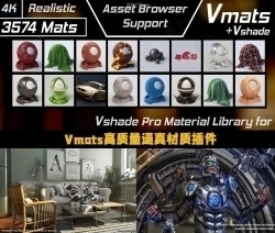 Vmats超高质量逼真材质制作Blender插件V1.5.9版 + 20G材质库