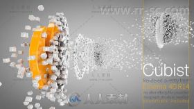 炫酷碎片合成散开标志展示Logo演绎AE模板Videohive Cubist C4D Logo Animation 85...