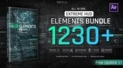 1200组未来科幻HUD元素特效动画AE模板