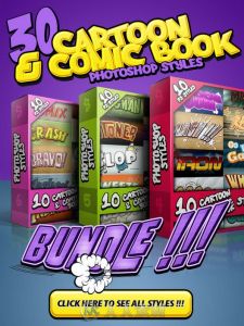 卡通漫画风格文本字体PSD模板 Graphicriver Cartoon and Comic Book Styles Bundle...