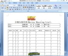 [导演] 拍摄的各种表格 下载 word格式