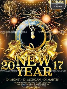 新年活动派对第十二版PSD模板New Year Party Flyer PSD V12 Template + Facebook C...